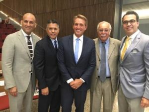 From left to right: Peter Villegas (Coca-Cola), Ruben Alvarez (MA Managing Partner), U.S. Sen. Flake, Former Congressman Ed Pastor and Gonzalo De La Melena (AZHCC).